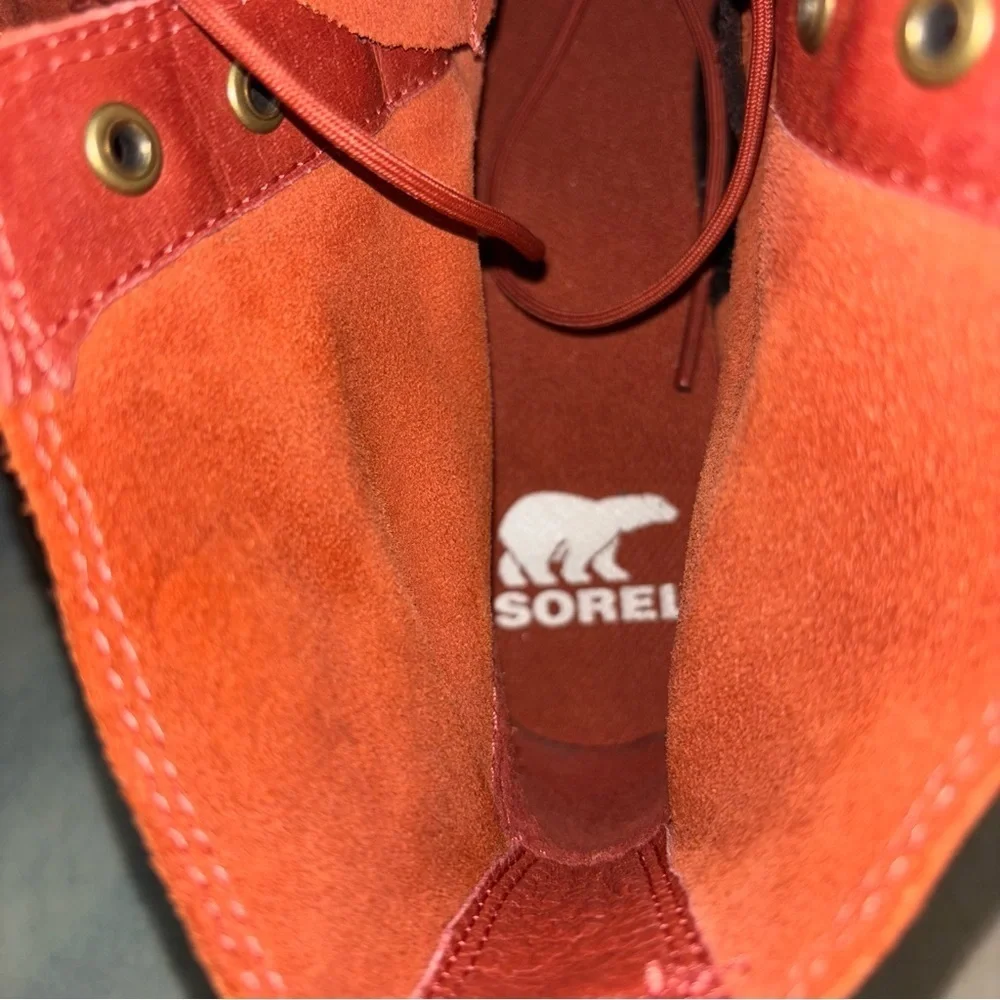Sorel Womens Hi-Line Heel Lace Warp Red Tawny Buff Size 8